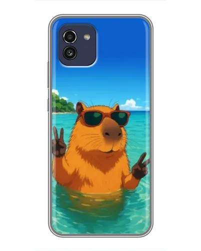 Чехол для Samsung Galaxy A03 (A035) с картинкой «Морская капибара»