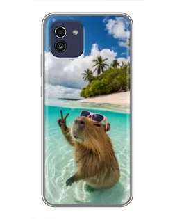 Чехол для Samsung Galaxy A03 (A035) с картинкой «Капибара на море»
