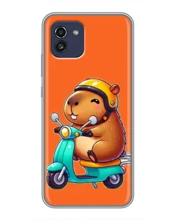 Чехол для Samsung Galaxy A03 (A035) с картинкой «Капибара на скутере»