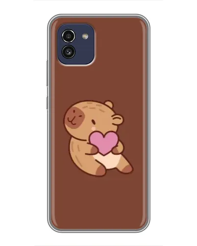 Чехол для Samsung Galaxy A03 (A035) с картинкой «Капибара с сердцем»