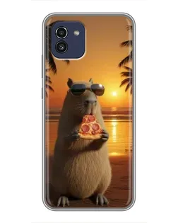Чехол для Samsung Galaxy A03 (A035) с картинкой «Капибара с пиццей»