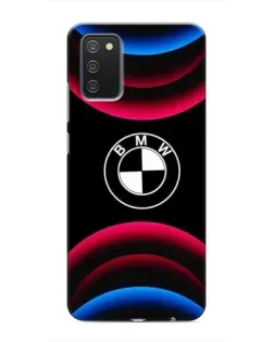 Чехол для Samsung Galaxy A03s с картинкой «Логотип BMW и неоновые дуги»