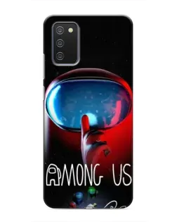 Чехол для Samsung Galaxy A03s с картинкой «Красный импостер — макро»