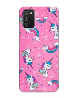 Чехол для Samsung Galaxy A03s с картинкой «Unicorn паттерн розовый»