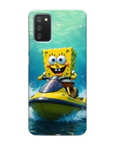 Чехол для Samsung Galaxy A03s с картинкой «Спанч Боб на гидроцикле»