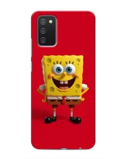 Чехол для Samsung Galaxy A03s с картинкой «Спанч Боб на красном»