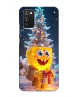 Чехол для Samsung Galaxy A03s с картинкой «Рождественский Спанч Боб»