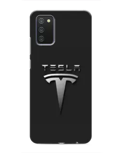 Чехол для Samsung Galaxy A03s с картинкой «Стальной логотип Tesla» Чехол для Samsung Galaxy A03s с картинкой «Стальной логотип Tesla»