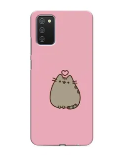 Чехол для Samsung Galaxy A03s с картинкой «Pusheen сердце»