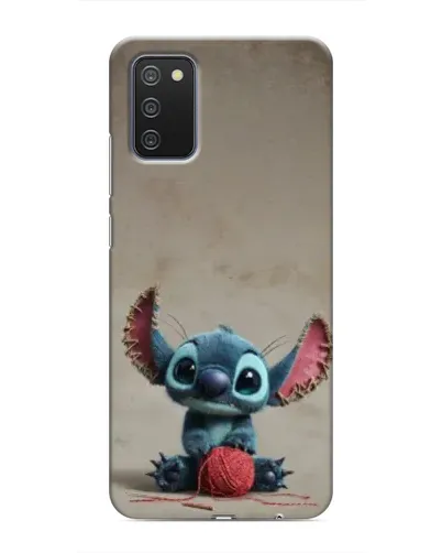 Чехол для Samsung Galaxy A03s с картинкой «Стич на коричневом фоне»