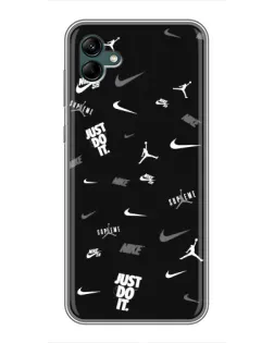 Чехол для Samsung Galaxy A04 с картинкой «Nike Black Pattern» Чехол для Samsung Galaxy A04 с картинкой «Nike Black Pattern»