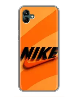 Чехол для Samsung Galaxy A04 с картинкой «Оранжевый драйв Nike»