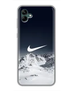 Чехол для Samsung Galaxy A04 с картинкой «Nike — зимние горы»