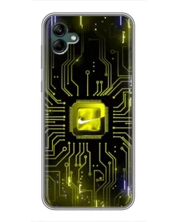 Чехол для Samsung Galaxy A04 с картинкой «Nike — золотая искра»