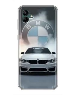 Чехол для Samsung Galaxy A04 с картинкой «BMW в белом дыму»