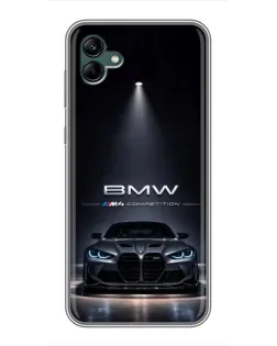 Чехол для Samsung Galaxy A04 с картинкой «BMW сквозь ночной город»