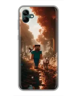 Чехол для Samsung Galaxy A04 с картинкой «Стив в лесу»