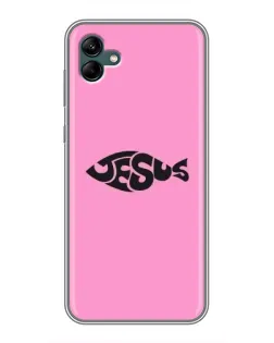 Чехол для Samsung Galaxy A04 с картинкой «Розовый символ  Jesus»