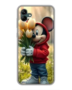 Чехол для Samsung Galaxy A04 с картинкой «Микки с тюльпанами»