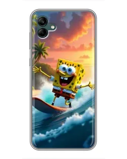 Чехол для Samsung Galaxy A04 с картинкой «Губка Боб серфингист»
