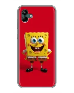 Чехол для Samsung Galaxy A04 с картинкой «Спанч Боб на красном»