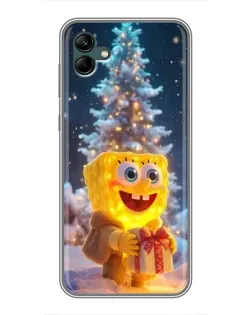 Чехол для Samsung Galaxy A04 с картинкой «Рождественский Спанч Боб»