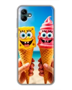 Чехол для Samsung Galaxy A04 с картинкой «Спанч Боб мороженое»