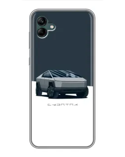 Чехол для Samsung Galaxy A04 с картинкой «Серебристый Cybertruck Tesla»