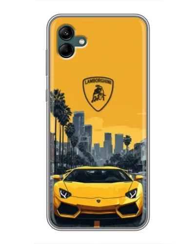 Чехол для Samsung Galaxy A04 с картинкой «Желтый Lamborghini город»
