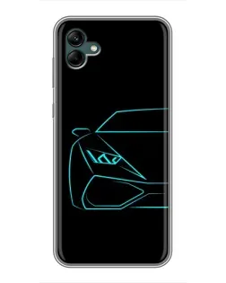 Чехол для Samsung Galaxy A04 с картинкой «Голубой силуэт Lamborghini» Чехол для Samsung Galaxy A04 с картинкой «Голубой силуэт Lamborghini»