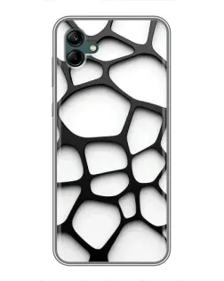 Чехол для Samsung Galaxy A04 с картинкой «Белая объемная сетка»