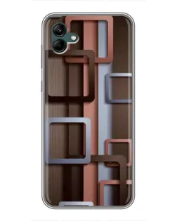 Чехол для Samsung Galaxy A04 с картинкой «Коричневые объемные квадраты»