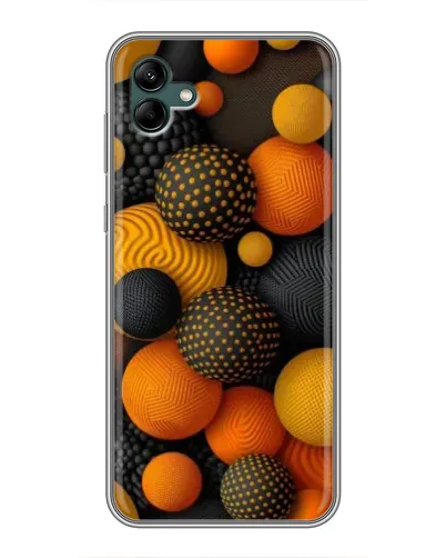 Чехол для Samsung Galaxy A04 с картинкой «Объемные оранжевые сферы»