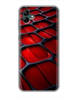Чехол для Samsung Galaxy A04 с картинкой «Красная глянцевая сетка»
