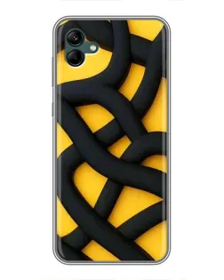 Чехол для Samsung Galaxy A04 с картинкой «Черное желтое переплетение»