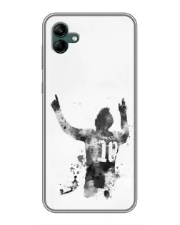 Чехол для Samsung Galaxy A04 с картинкой «Черно-белый силуэт Месси»