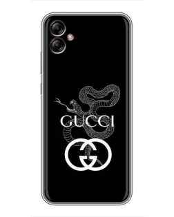 Чехол для Samsung Galaxy A04e (A042) с картинкой «Gucci — серебряная змея»