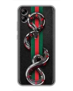 Чехол для Samsung Galaxy A04e (A042) с картинкой «Gucci — змея на полосе»