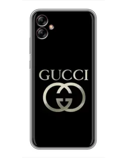 Чехол для Samsung Galaxy A04e (A042) с картинкой «Gucci — золото на черном»