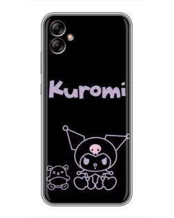Чехол для Samsung Galaxy A04e (A042) с картинкой «Kuromi — черный минимализм»