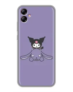 Чехол для Samsung Galaxy A04e (A042) с картинкой «Kuromi на лиловом фоне»