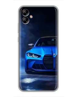 Чехол для Samsung Galaxy A04e (A042) с картинкой «Голубая BMW M4»