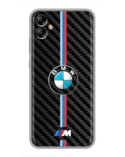 Чехол для Samsung Galaxy A04e (A042) с картинкой «Эмблема BMW и карбон»