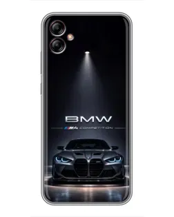 Чехол для Samsung Galaxy A04e (A042) с картинкой «BMW сквозь ночной город» Чехол для Samsung Galaxy A04e (A042) с картинкой «BMW сквозь ночной город»