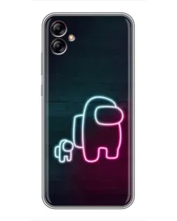 Чехол для Samsung Galaxy A04e (A042) с картинкой «Among Us неон-арт»