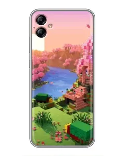 Чехол для Samsung Galaxy A04e (A042) с картинкой «Розовое дерево Minecraft»