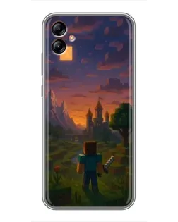 Чехол для Samsung Galaxy A04e (A042) с картинкой «Стив у башни»