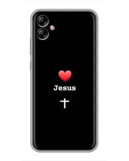 Чехол для Samsung Galaxy A04e (A042) с картинкой «Сердце - Jesus»