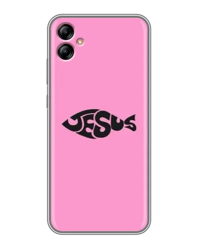 Чехол для Samsung Galaxy A04e (A042) с картинкой «Розовый символ  Jesus»