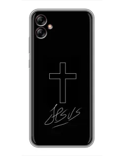 Чехол для Samsung Galaxy A04e (A042) с картинкой «Графический крест Jesus»